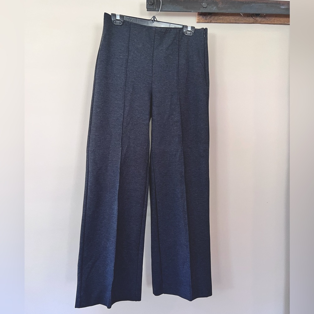 Ann Taylor Wide Leg Side Zip Stretch Front Seam Trousers